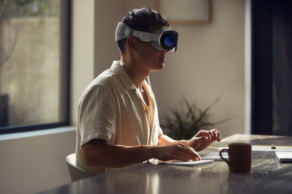 A person wearing an Apple Vision Pro