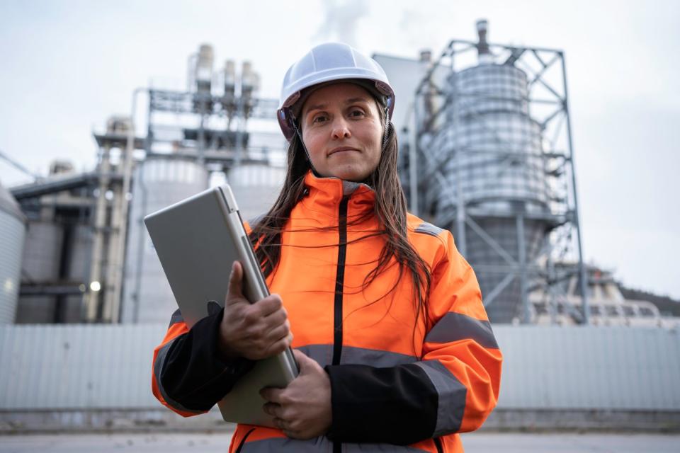 A person working at an energy plant.