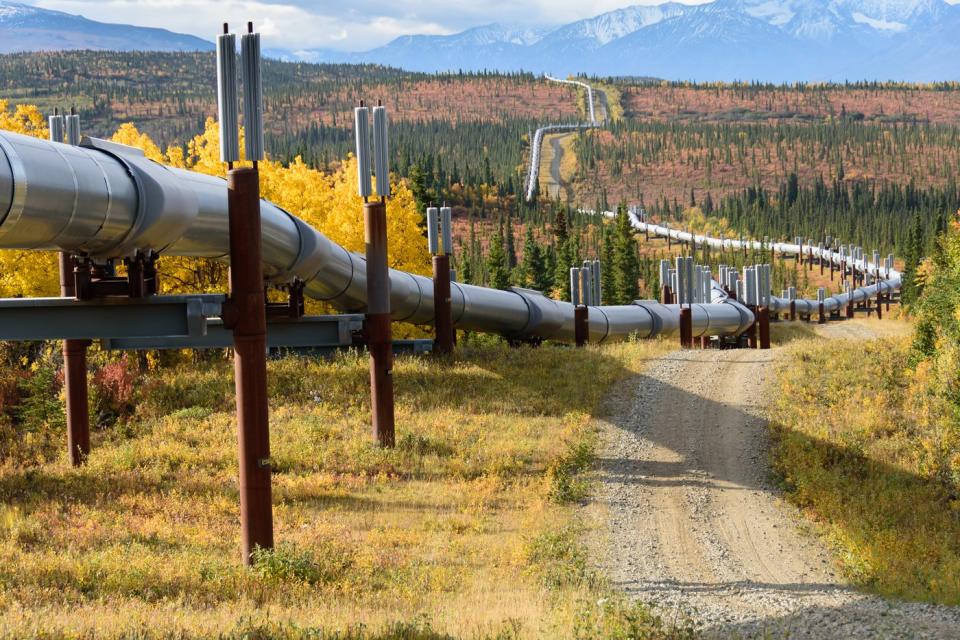 A pipeline through a forest.