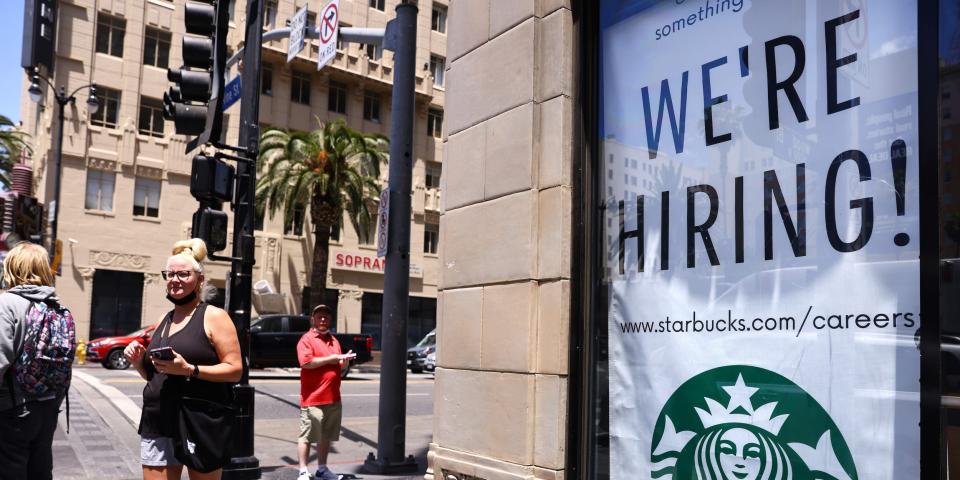 Starbucks Now Hiring sign