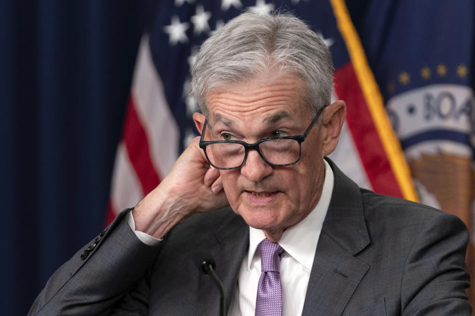 Federal Reserve Board Chairman Jerome Powell speaks during a news conference at the Federal Reserve Board Building Tuesday, Wednesday, July, 31, 2024, in Washington. (AP Photo/Jose Luis Magana)