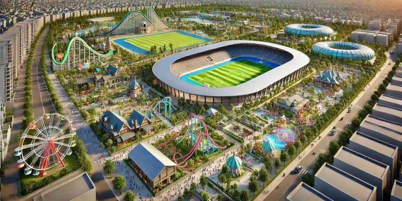  An illustration of the sports-entertainment complex in Dong Anh district, Hanoi, created by AI.