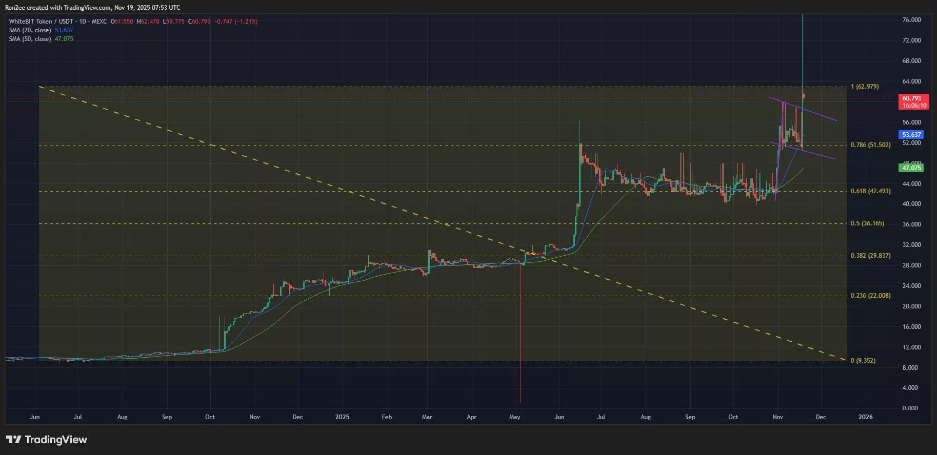 WBT price has formed a bullish flag on the daily chart.