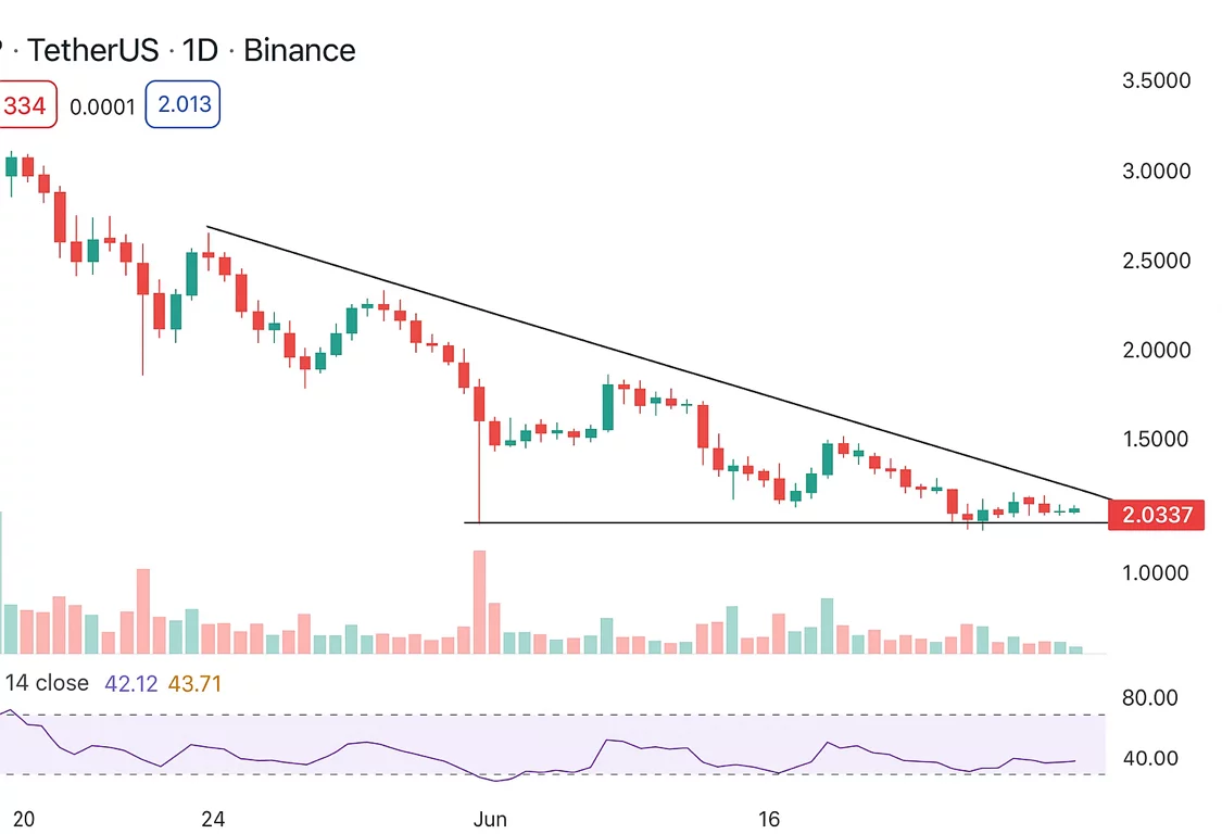 XRP price analysis: Descending triangle signals possible breakdown ahead - 1