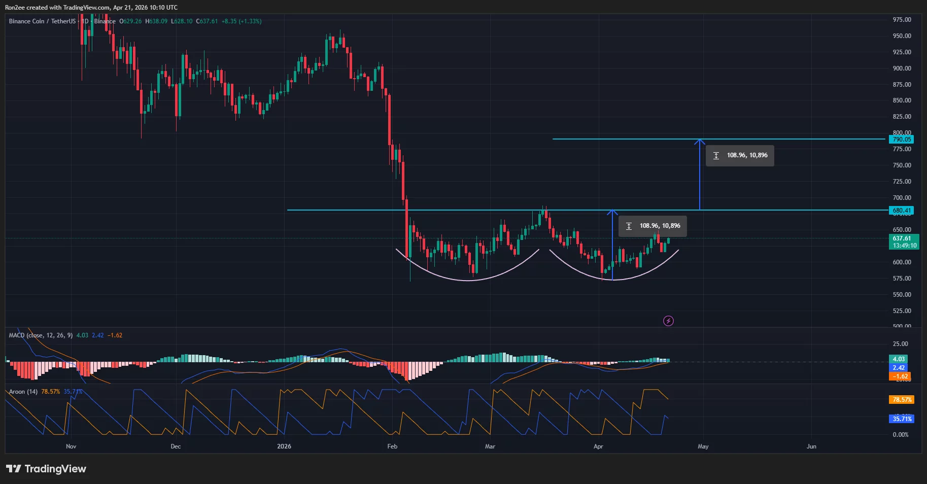 BNB price has formed a double bottom pattern on the daily chart.